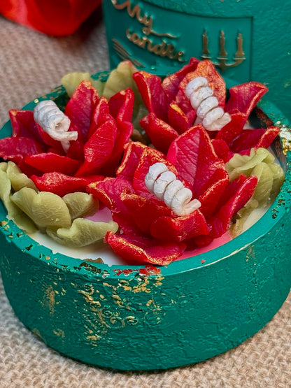 Poinsettia Flower Refillable Candle with Gift Box