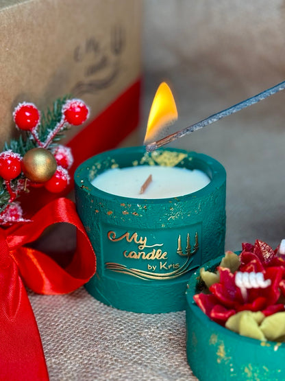 Poinsettia Flower Refillable Candle with Gift Box