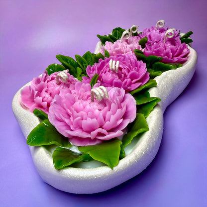 Handmade Peony Flowers Candle Set with Gift Box