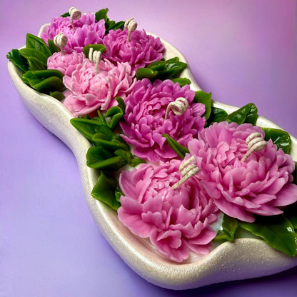 Handmade Peony Flowers Candle Set with Gift Box