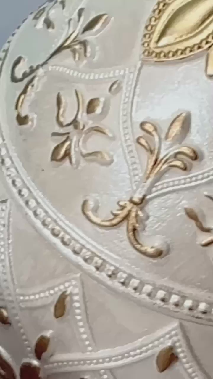 Load video: Luxury Ornate Easter Egg Candle | Hand-Painted Gold or Classic White